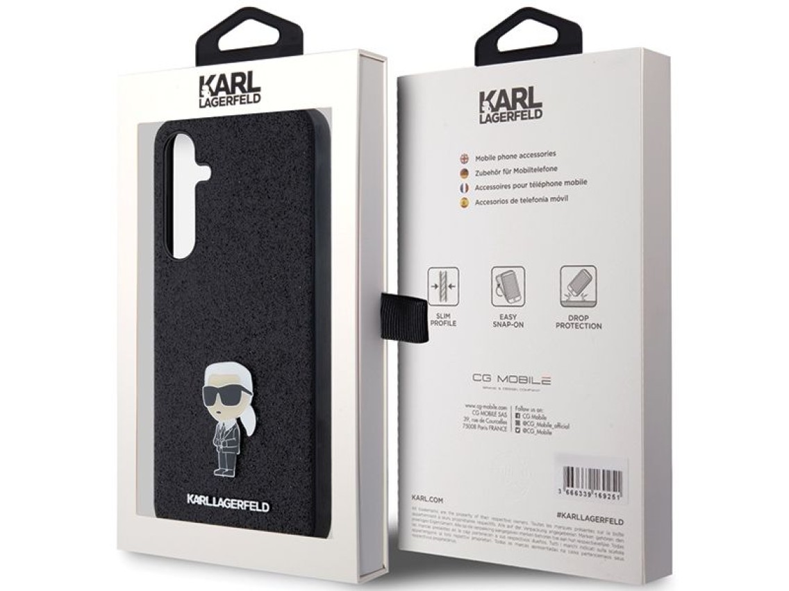 Funda con pin metálico y logo Ikonik fijo con purpurina de Karl Lagerfeld para Samsung Galaxy A30 -