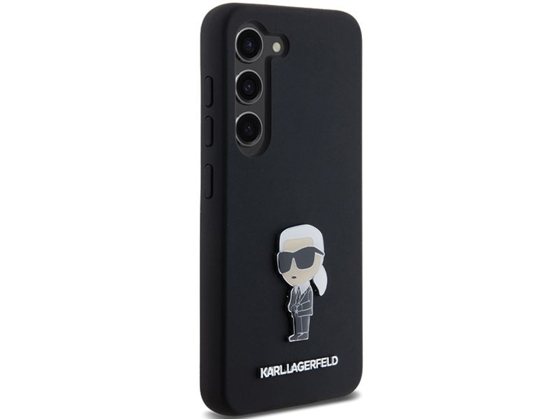 Capa de silicone Karl Lagerfeld Ikonik com pino metálico para Samsung Galaxy S24+ - preta