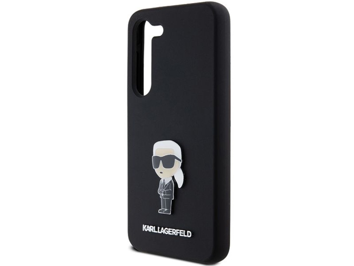 Capa de silicone Karl Lagerfeld Ikonik com pino metálico para Samsung Galaxy S24+ - preta