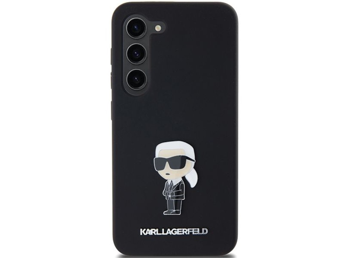 Capa de silicone Karl Lagerfeld Ikonik com pino metálico para Samsung Galaxy S24+ - preta