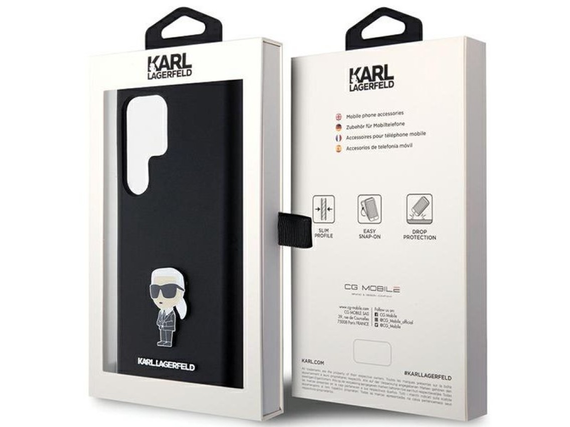 Funda de silicona Karl Lagerfeld Ikonik con pin met�lico para Samsung Galaxy S24 Ultra - negra