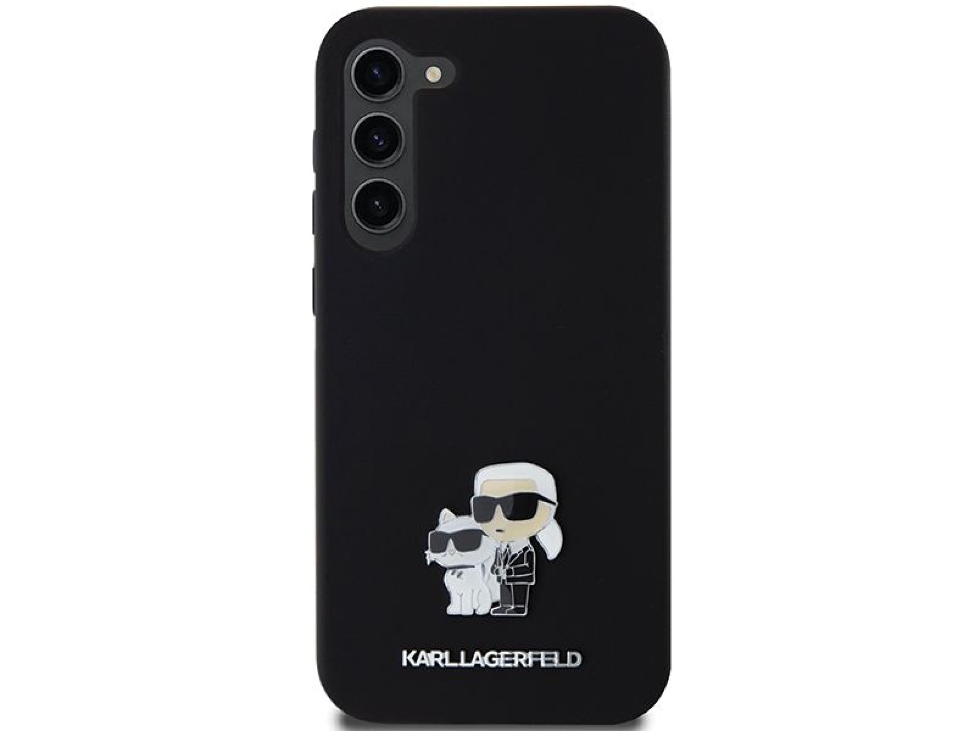 Funda de silicona Karl&Choupette con pin metálico de Karl Lagerfeld para Samsung Galaxy S24+ - negra