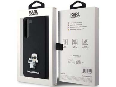 Karl Lagerfeld Silicone Karl&Choupette Metal Pin case for Samsung Galaxy S24 - black Karl Lagerfeld Silicone Karl&Choupette Metal Pin case for Samsung Galaxy S24 - black