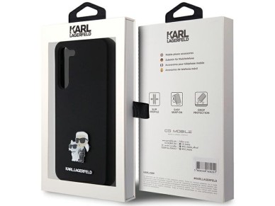 Karl Lagerfeld Silicone Karl&Choupette Metal Pin case for Samsung Galaxy S24+ - black