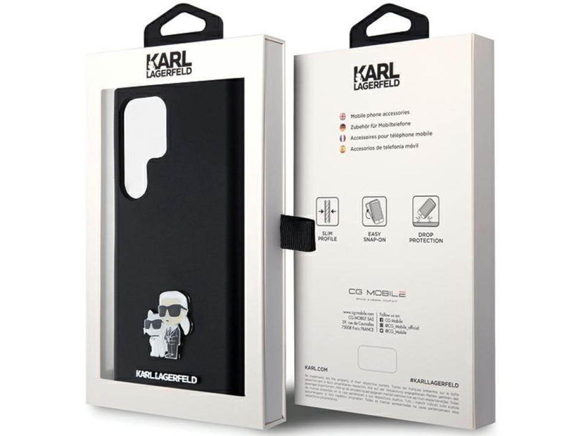 Capa de silicone Karl Lagerfeld Karl&Choupette com pino de metal para Samsung Galaxy S24 Ultra - pre