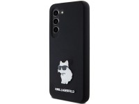 Capa de silicone Karl Lagerfeld Choupette com alfinete metálico para Samsung Galaxy S24 - preta Capa de silicone Karl Lagerfeld Choupette com alfinete metálico para Samsung Galaxy S24 - preta