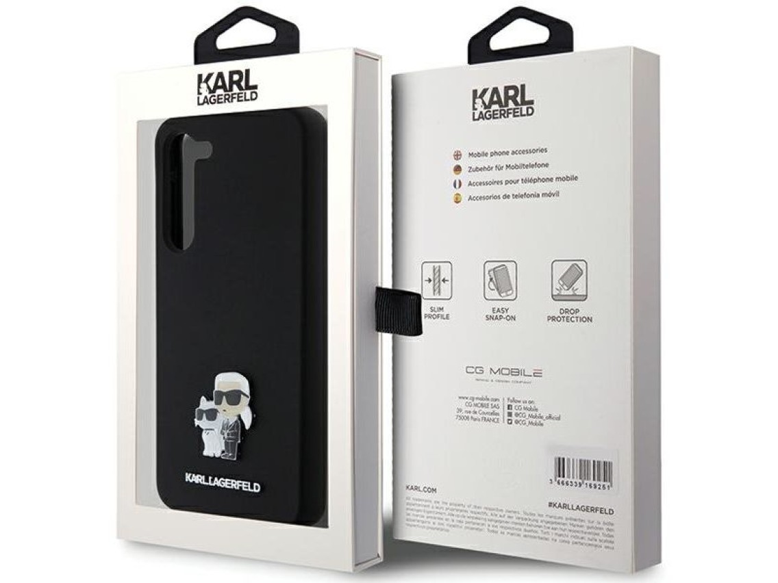 Funda de silicona Karl&Choupette con pin met�lico de Karl Lagerfeld para Samsung Galaxy S24+ - negra