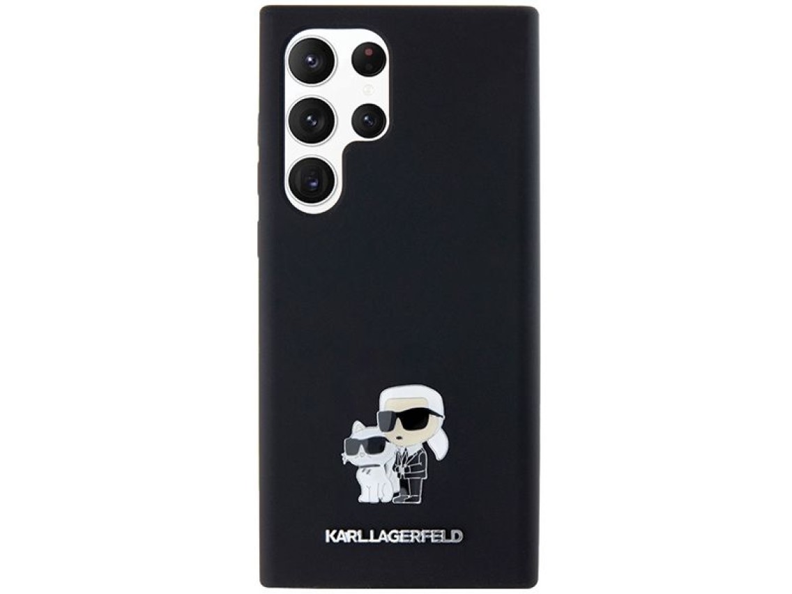 Capa de silicone Karl Lagerfeld Karl&Choupette com pino de metal para Samsung Galaxy S24 Ultra - pre