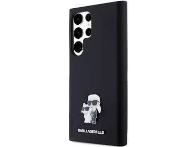 Karl Lagerfeld Silicone Karl&Choupette Metal Pin case for Samsung Galaxy S24 Ultra - black Karl Lagerfeld Silicone Karl&Choupette Metal Pin case for Samsung Galaxy S24 Ultra - black