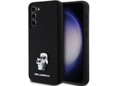Karl Lagerfeld Silicone Karl&Choupette Metal Pin case for Samsung Galaxy S24+ - black