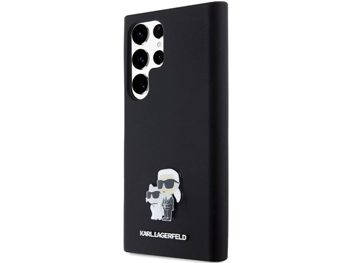Capa de silicone Karl Lagerfeld Karl&Choupette com pino de metal para Samsung Galaxy S24 Ultra - pre