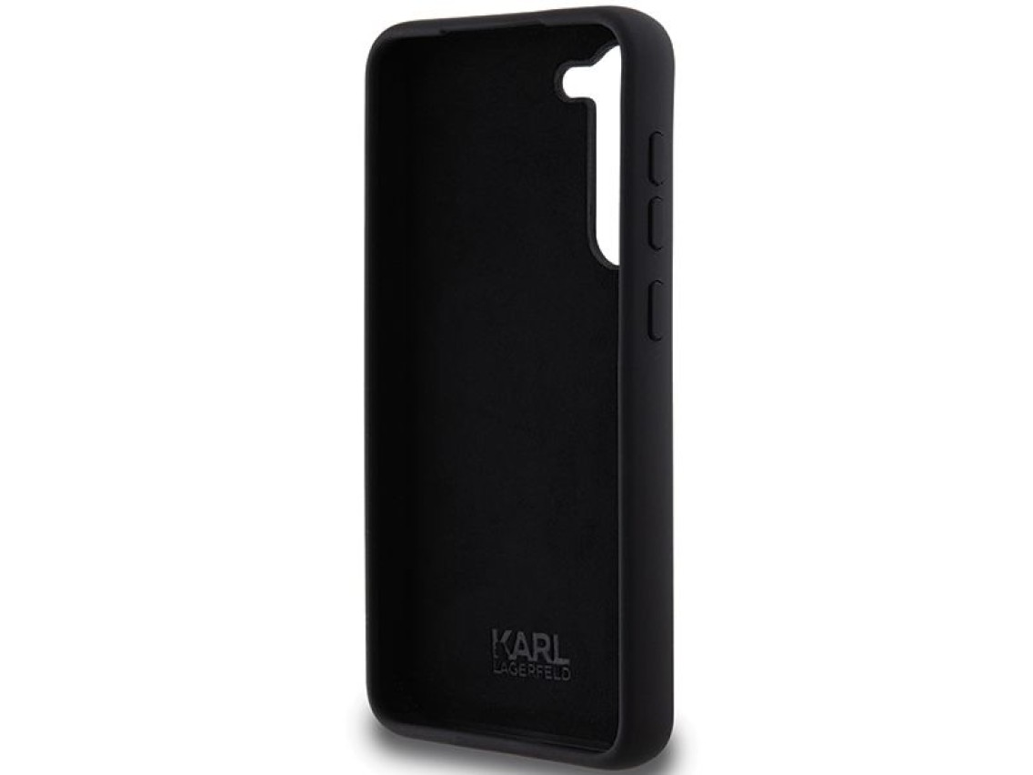 Funda de silicona Karl&Choupette con pin met�lico de Karl Lagerfeld para Samsung Galaxy S24+ - negra