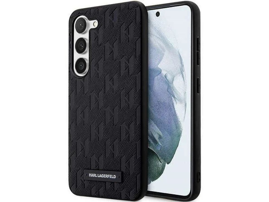 Capa Karl Lagerfeld Saffiano Mono Metal Logo para Samsung Galaxy S24+ - preta