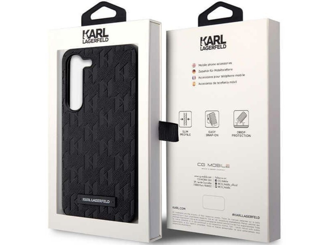 Karl Lagerfeld Saffiano Mono Metal Logo case for Samsung Galaxy S24 - black