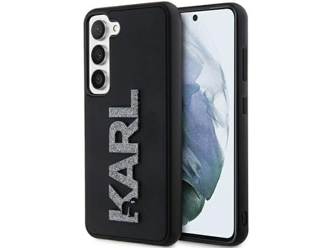 Karl Lagerfeld 3D Rubber Glitter Logo case for Samsung Galaxy S24 - black