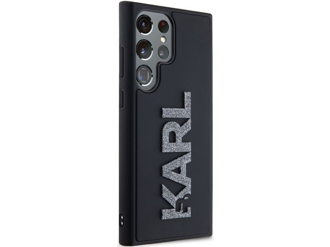 Karl Lagerfeld 3D Rubber Glitter Logo case for Samsung Galaxy S24 Ultra - black