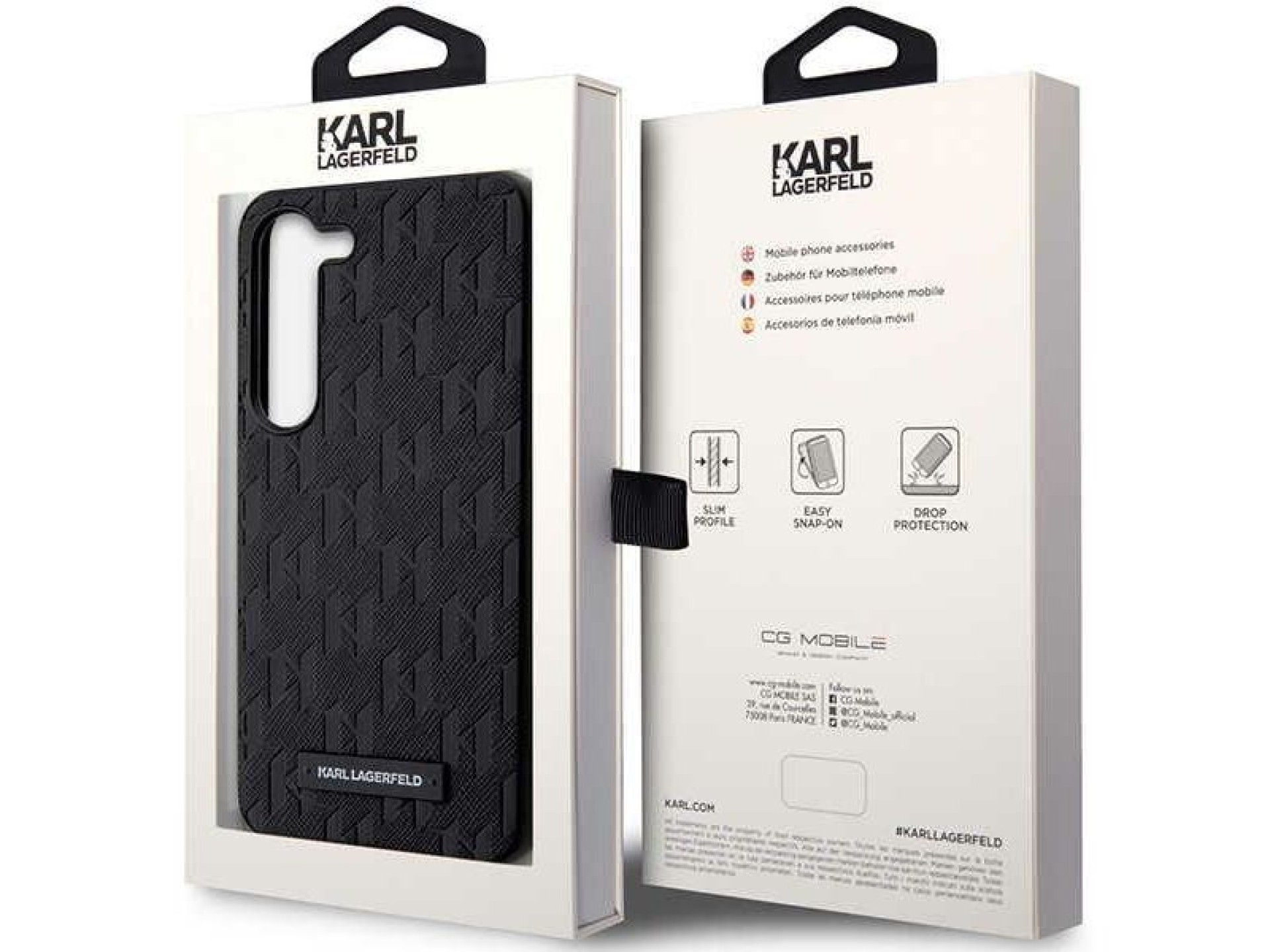 Capa Karl Lagerfeld Saffiano Mono Metal Logo para Samsung Galaxy S24+ - preta
