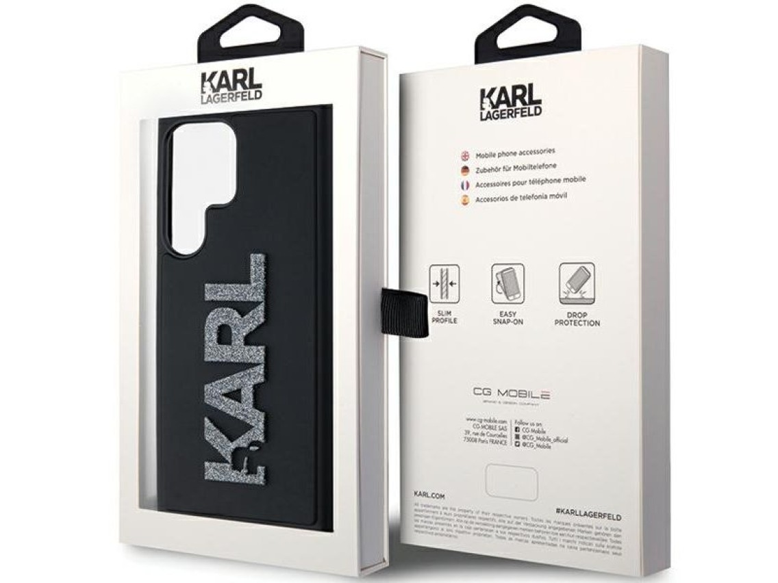 Karl Lagerfeld 3D Rubber Glitter Logo case for Samsung Galaxy S24 Ultra - black