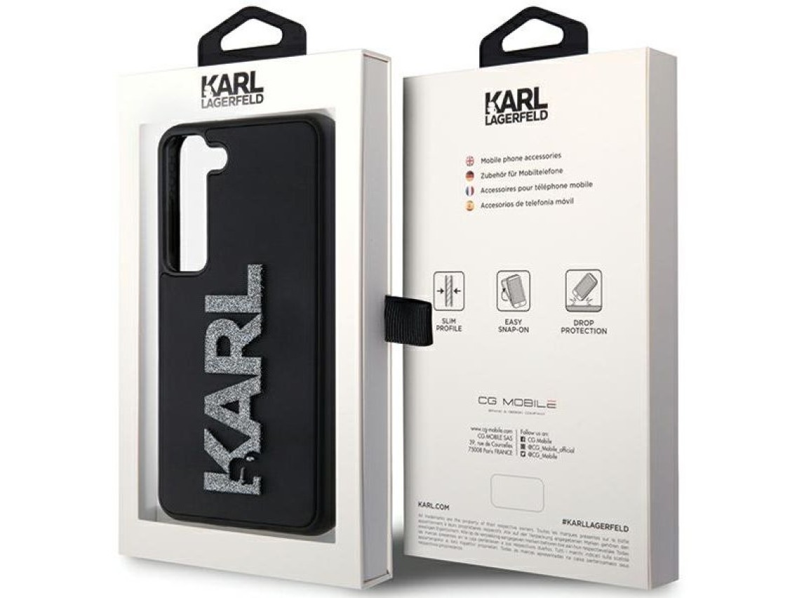 Karl Lagerfeld 3D Rubber Glitter Logo case for Samsung Galaxy S24 - black