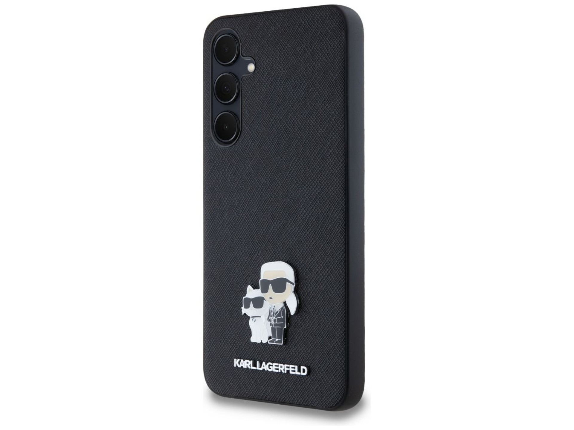 Capa Karl Lagerfeld Saffiano Karl&Choupette Pin para Samsung Galaxy A35 - preta