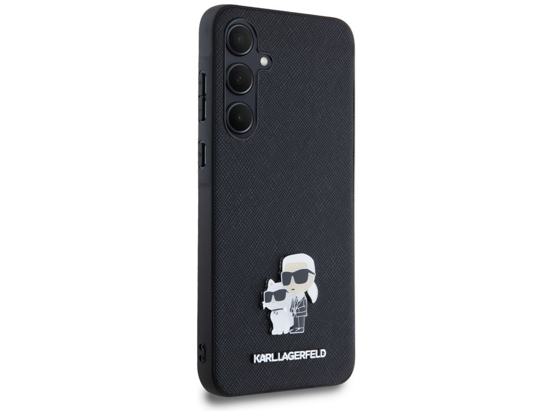 Capa Karl Lagerfeld Saffiano Karl&Choupette Pin para Samsung Galaxy A35 - preta