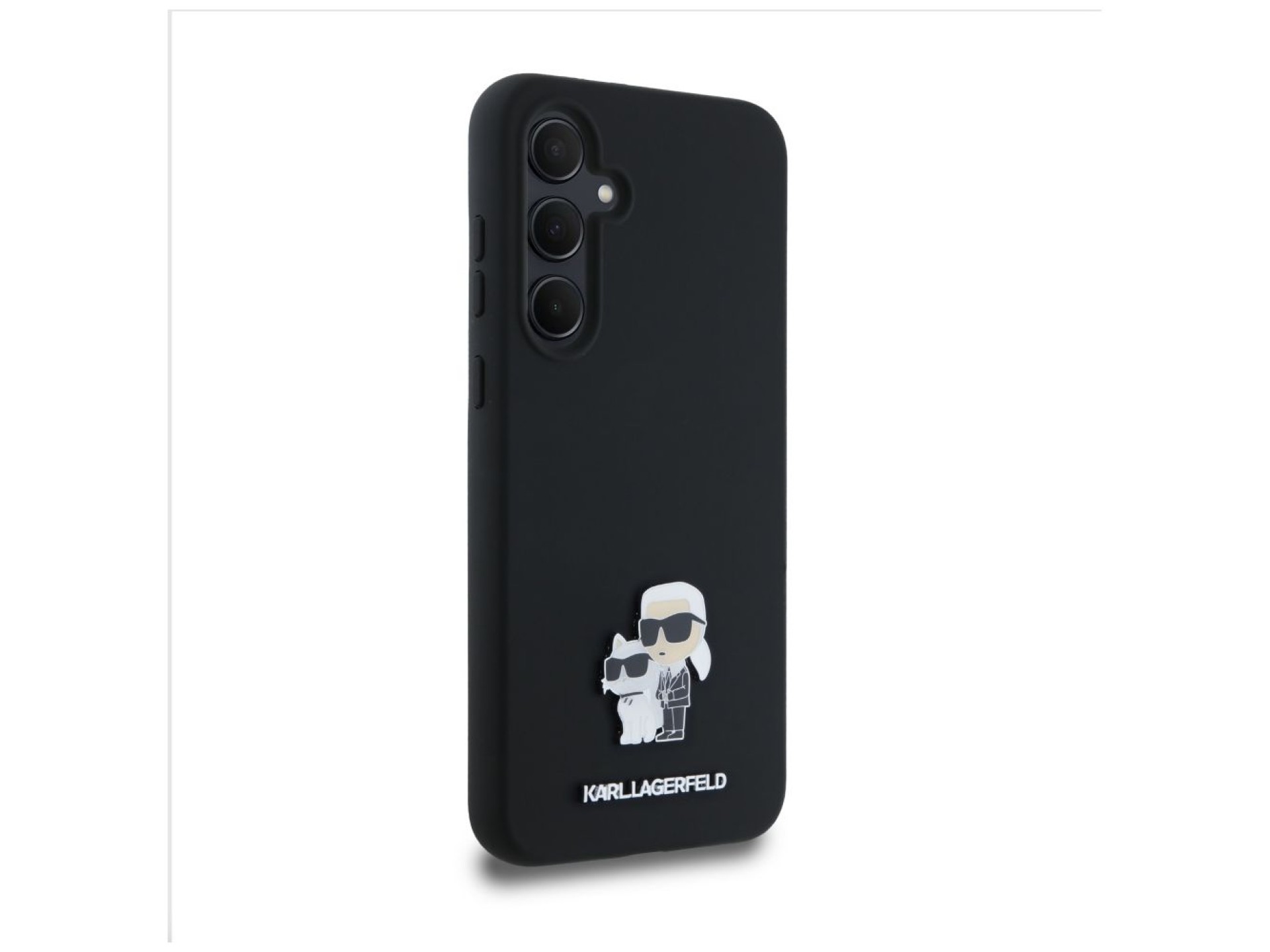 Funda de silicona Karl&Choupette con pin metálico de Karl Lagerfeld para Samsung Galaxy A35 - negra