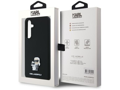 Karl Lagerfeld Silicone Karl&Choupette Metal Pin case for Samsung Galaxy A35 - black