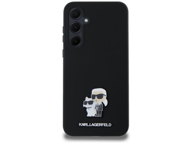 Karl Lagerfeld Silicone Karl&Choupette Metal Pin case for Samsung Galaxy A35 - black
