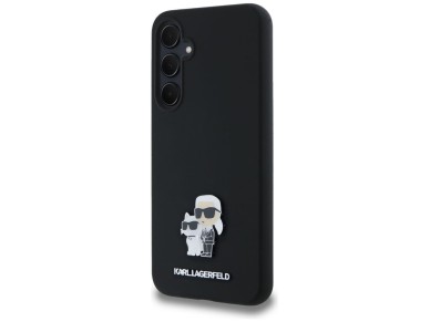 Karl Lagerfeld Silicone Karl&Choupette Metal Pin case for Samsung Galaxy A35 - black