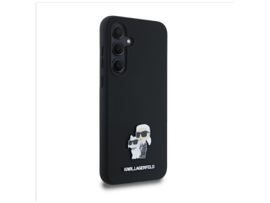 Karl Lagerfeld Silicone Karl&Choupette Metal Pin case for Samsung Galaxy A35 - black