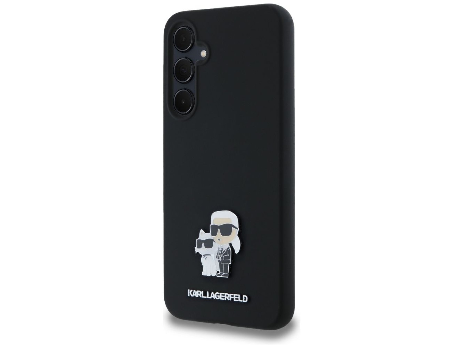 Funda de silicona Karl&Choupette con pin metálico de Karl Lagerfeld para Samsung Galaxy A35 - negra