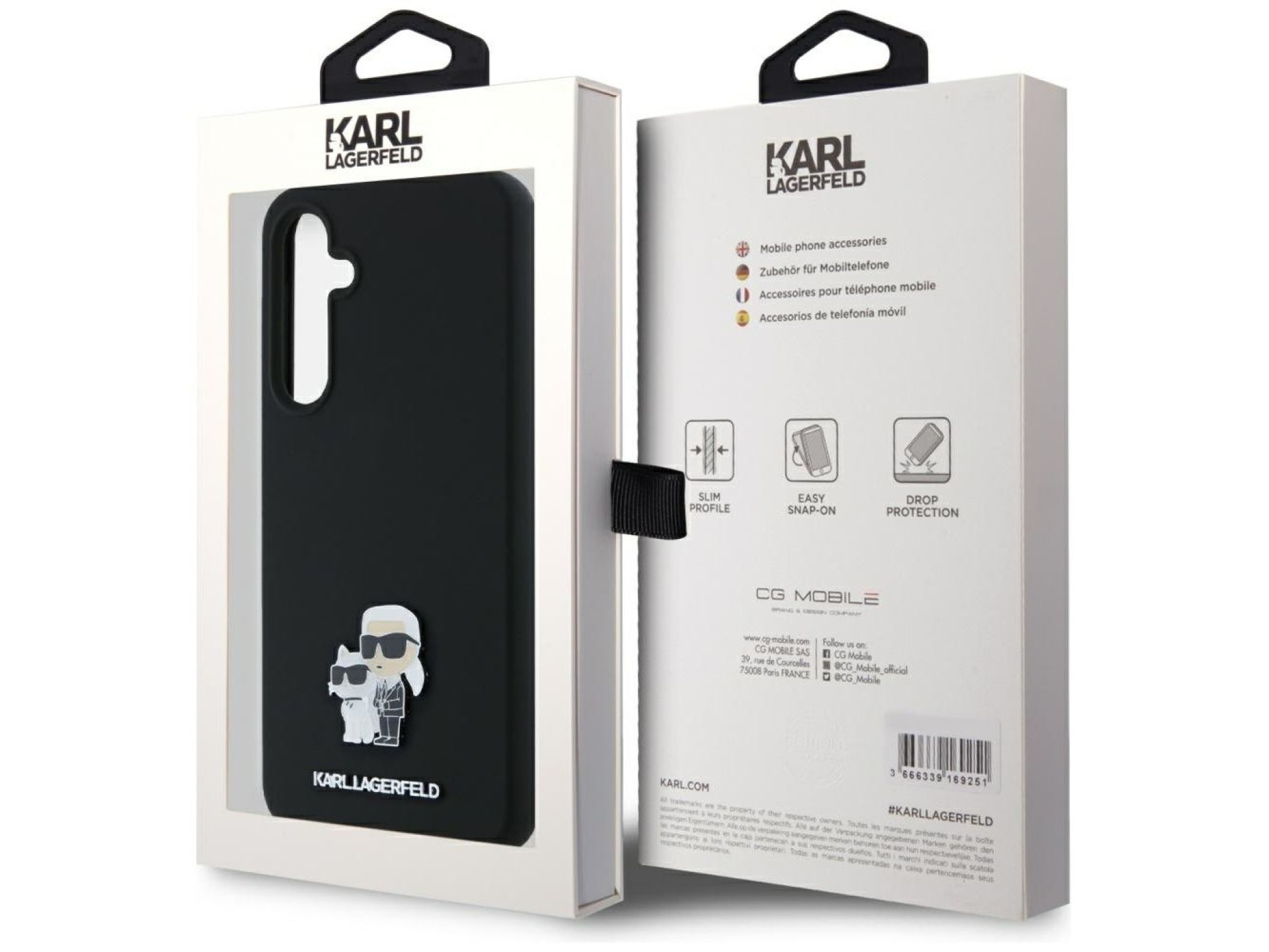 Funda de silicona Karl&Choupette con pin metálico de Karl Lagerfeld para Samsung Galaxy A35 - negra