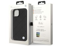 Capa BMW BMHCP14S22RQDK para iPhone 14 6.1" em couro acolchoado preto/preto Capa BMW BMHCP14S22RQDK para iPhone 14 6.1" em couro acolchoado preto/preto