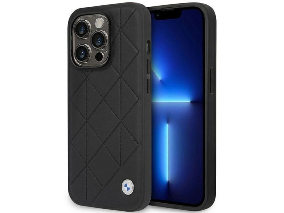 Case BMW BMHCP14L22RQDK iPhone 14 Pro 6.1" black/black Leather Quilted
