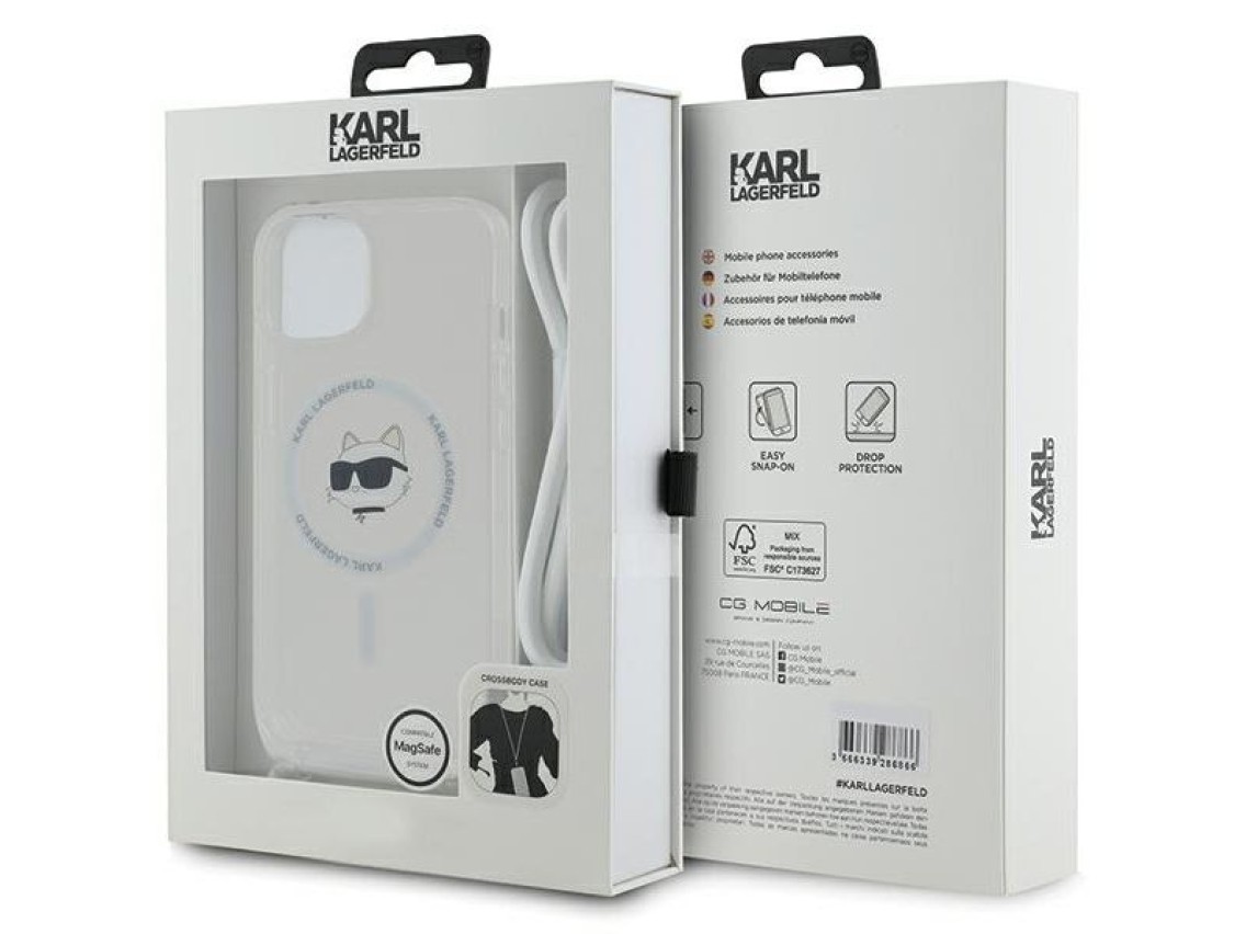 Karl Lagerfeld IML Choupette Head & Cord MagSafe case for iPhone 14 / 13 / 15 - transparent