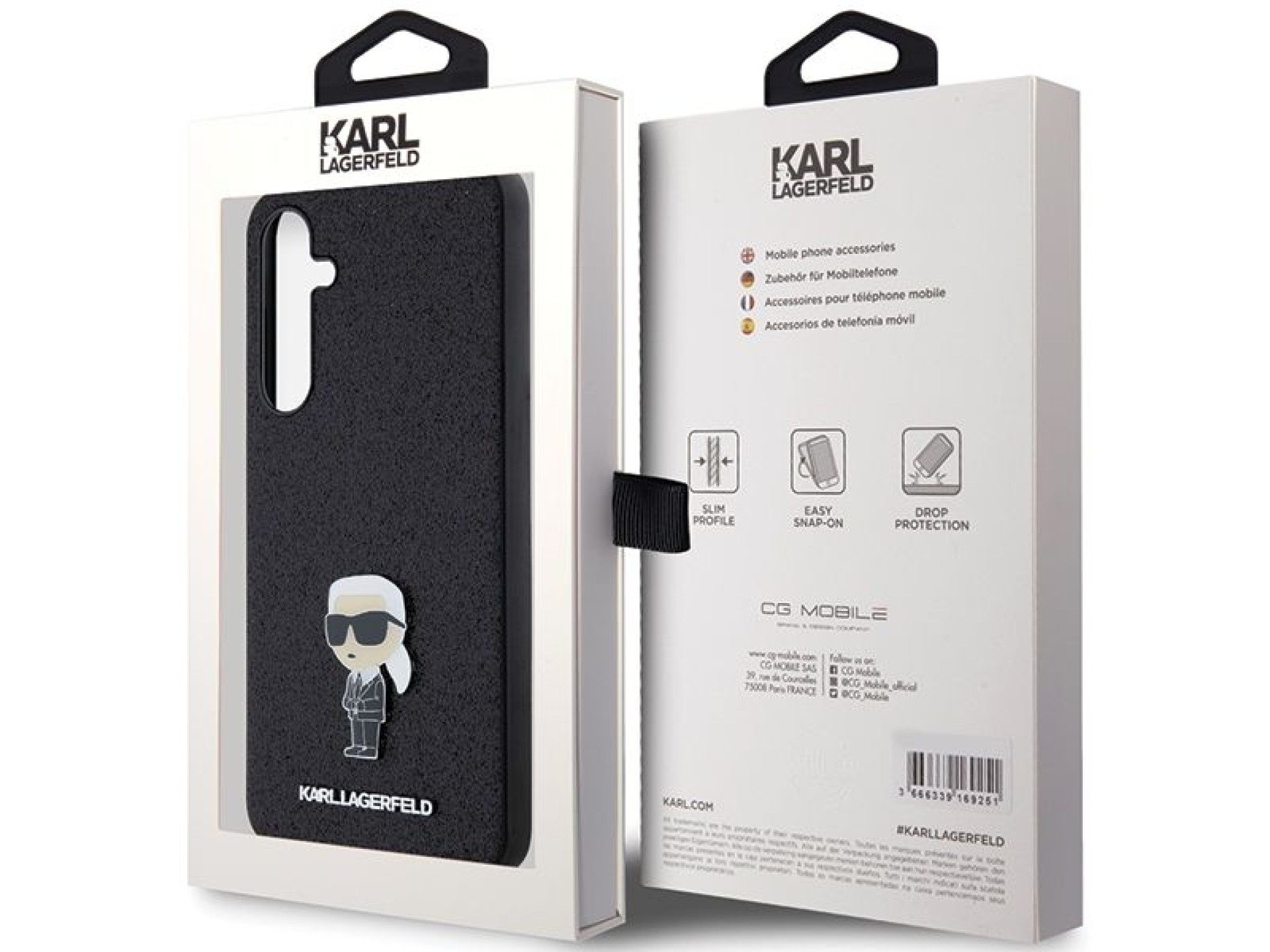 Karl Lagerfeld Fixed Glitter Ikonik Logo Metal Pin case for Samsung Galaxy A55 - black