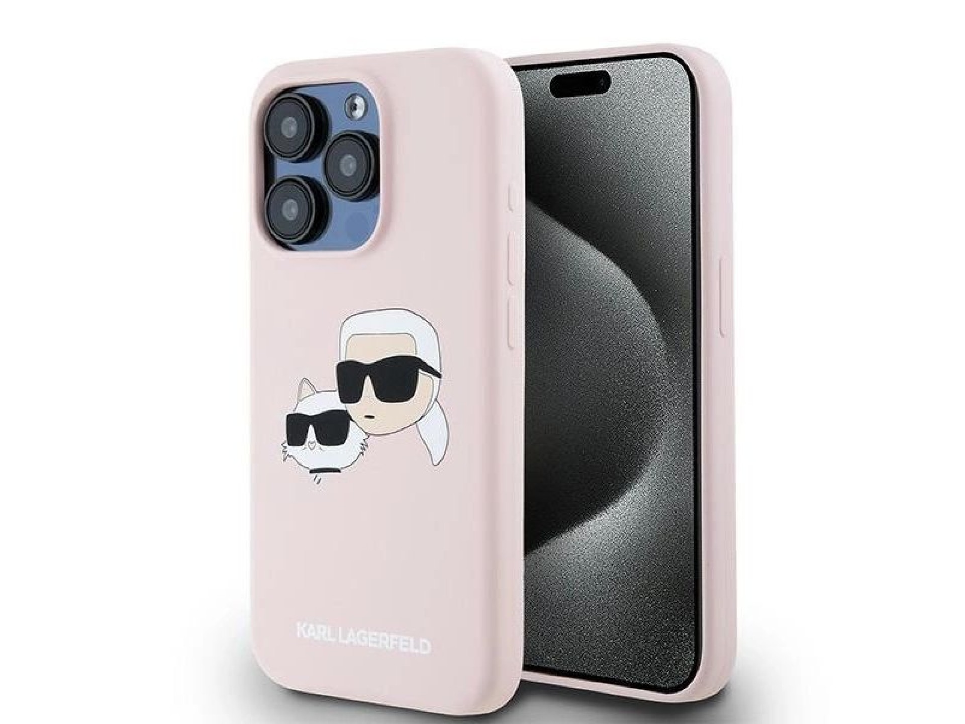 Karl Lagerfeld Silicone Karl&Choupette MagSafe Case for iPhone 15 Pro - Pink