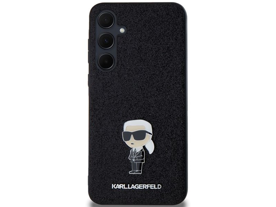 Karl Lagerfeld Fixed Glitter Ikonik Logo Metal Pin case for Samsung Galaxy A55 - black
