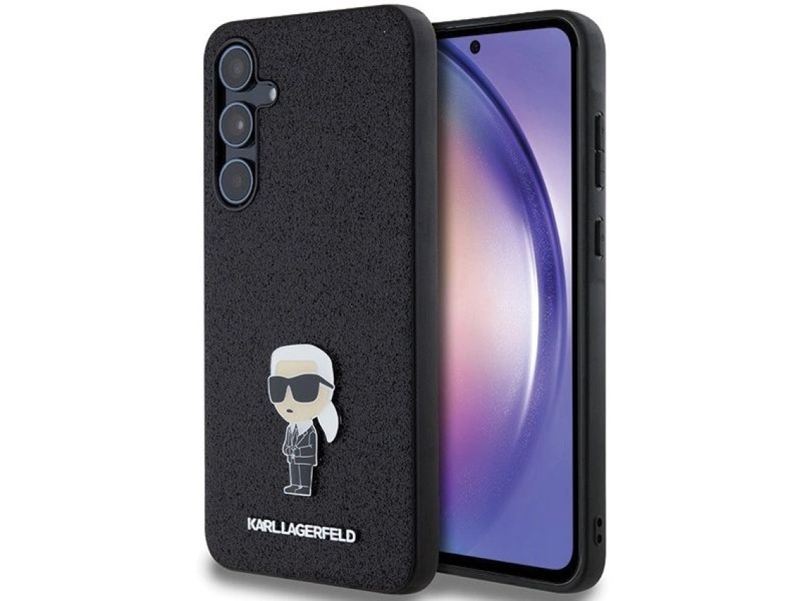 Karl Lagerfeld Fixed Glitter Ikonik Logo Metal Pin case for Samsung Galaxy A55 - black