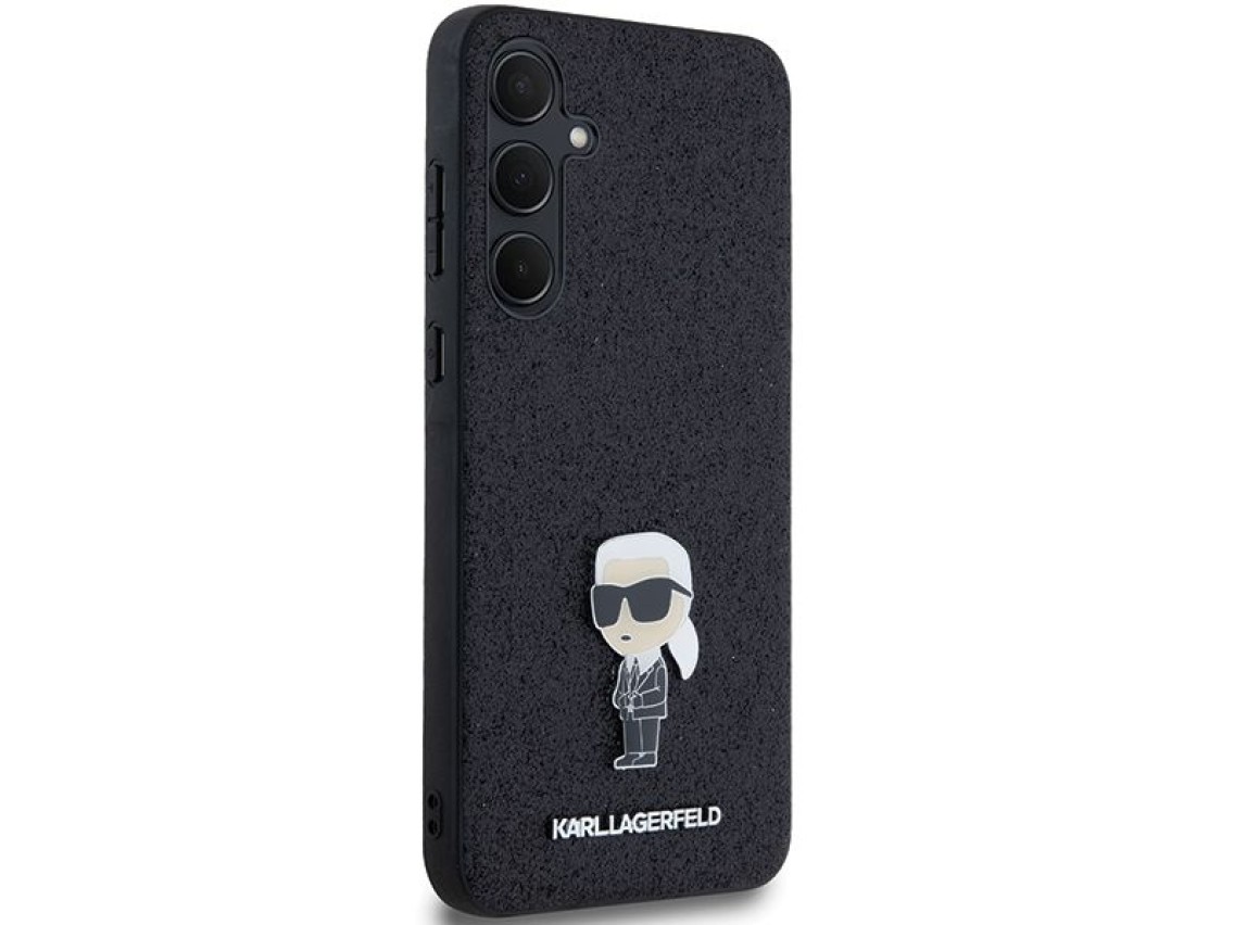 Karl Lagerfeld Fixed Glitter Ikonik Logo Metal Pin case for Samsung Galaxy A55 - black