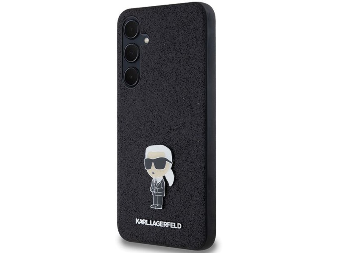 Karl Lagerfeld Fixed Glitter Ikonik Logo Metal Pin case for Samsung Galaxy A55 - black