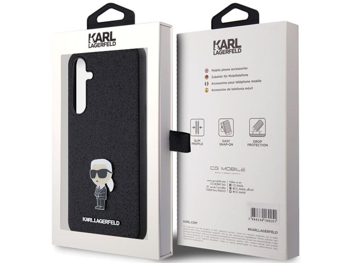Karl Lagerfeld Fixed Glitter Ikonik Logo Metal Pin case for Samsung Galaxy A55 - black