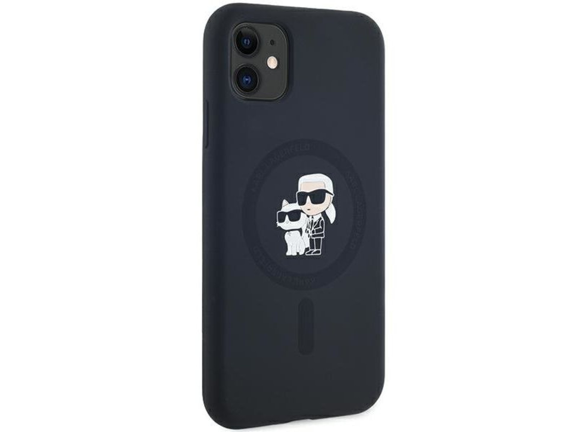 Funda de silicona Karl&Choupette MagSafe de Karl Lagerfeld para iPhone 11 / Xr - negra