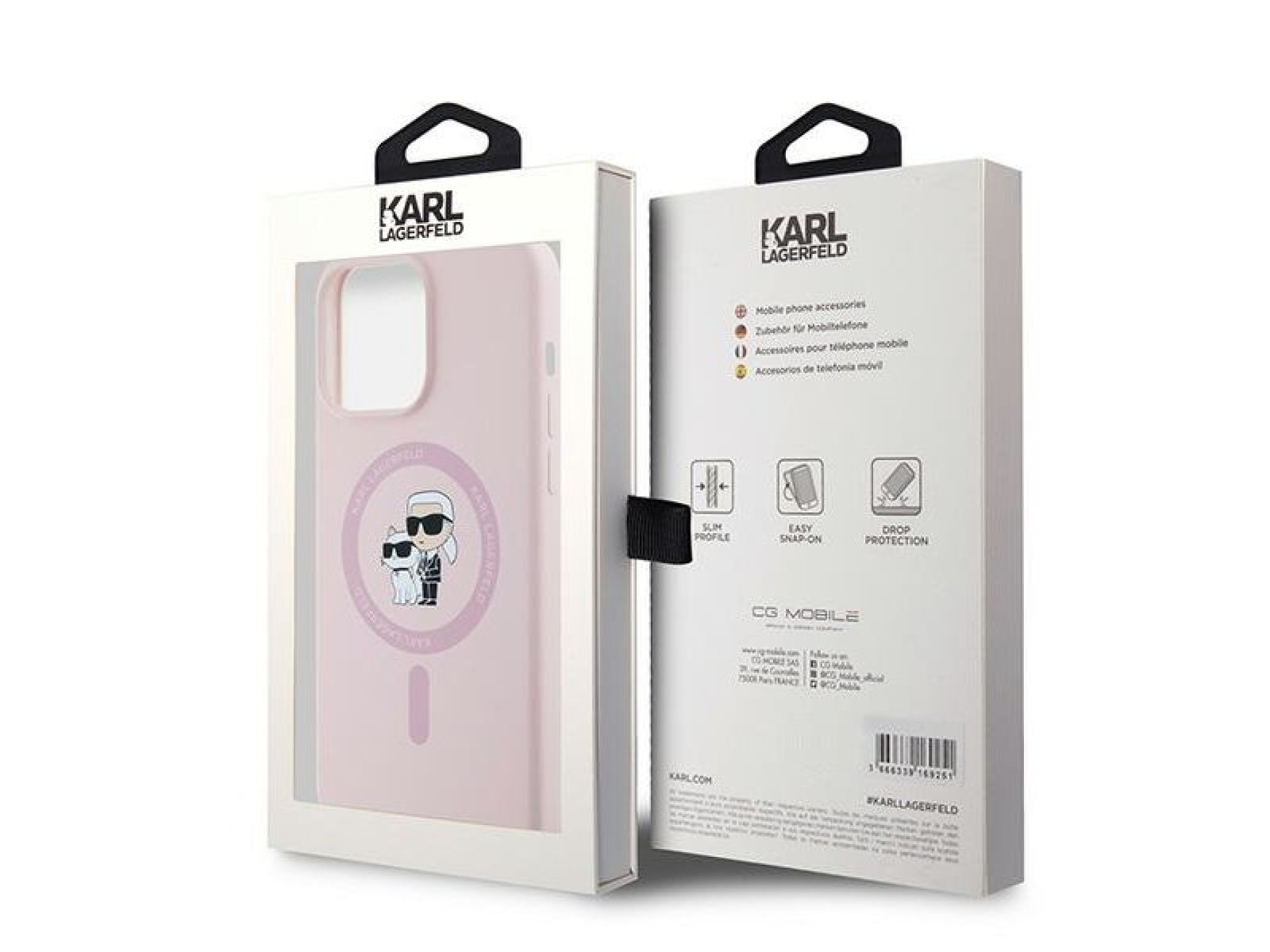 Funda de silicona Karl&Choupette MagSafe de Karl Lagerfeld para iPhone 15 Pro - Rosa