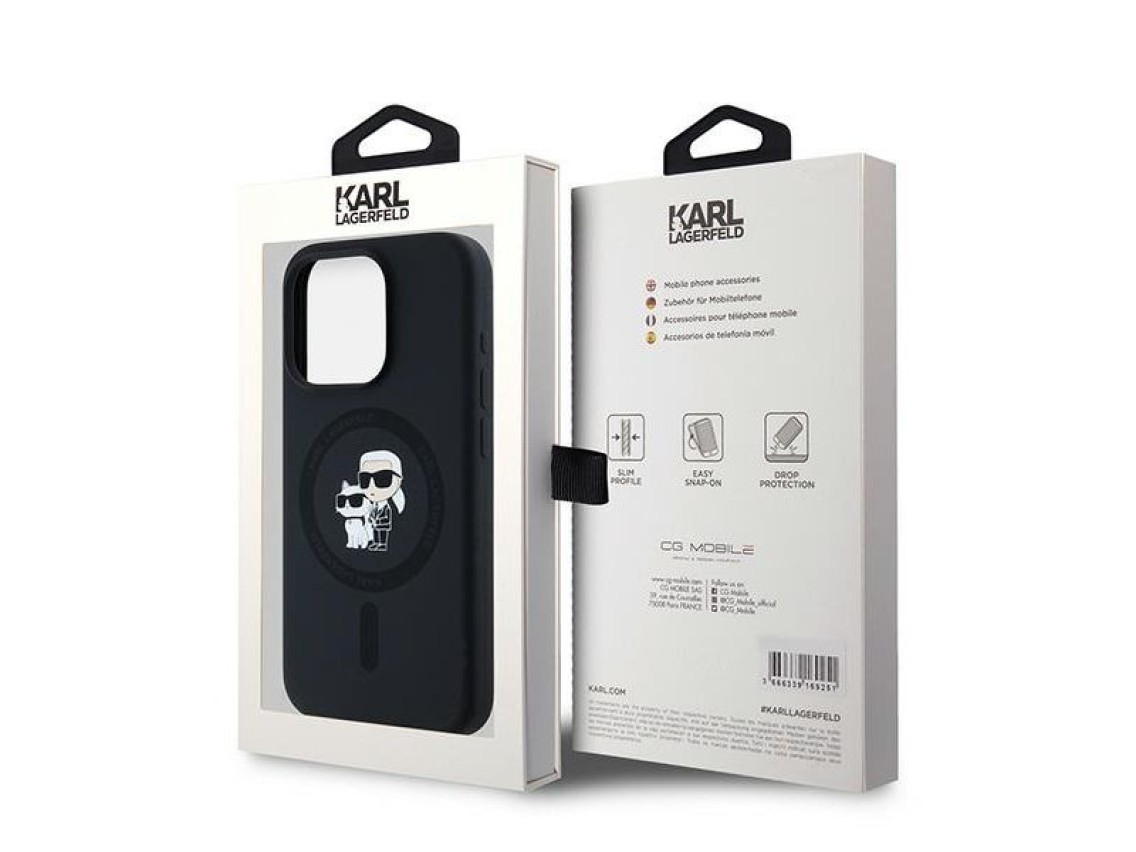 Karl Lagerfeld Silicone Karl&Choupette MagSafe case for iPhone 15 Pro - black