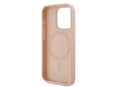Karl Lagerfeld Leather Monogram Metal Logo case for iPhone 15 Pro - pink Karl Lagerfeld Leather Monogram Metal Logo case for iPhone 15 Pro - pink