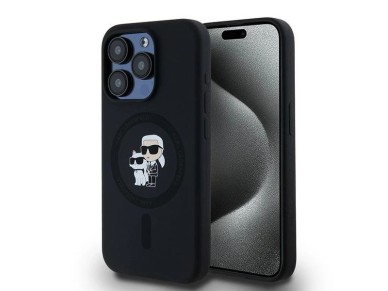Karl Lagerfeld Silicone Karl&Choupette MagSafe case for iPhone 15 Pro - black Karl Lagerfeld Silicone Karl&Choupette MagSafe case for iPhone 15 Pro - black
