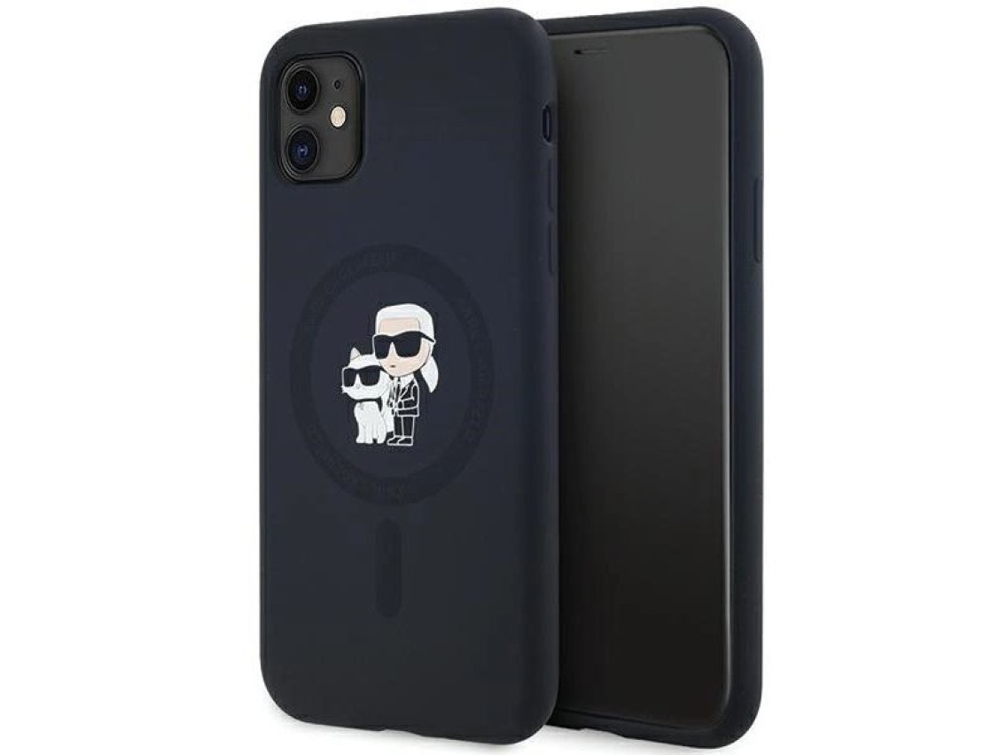 Funda de silicona Karl&Choupette MagSafe de Karl Lagerfeld para iPhone 11 / Xr - negra