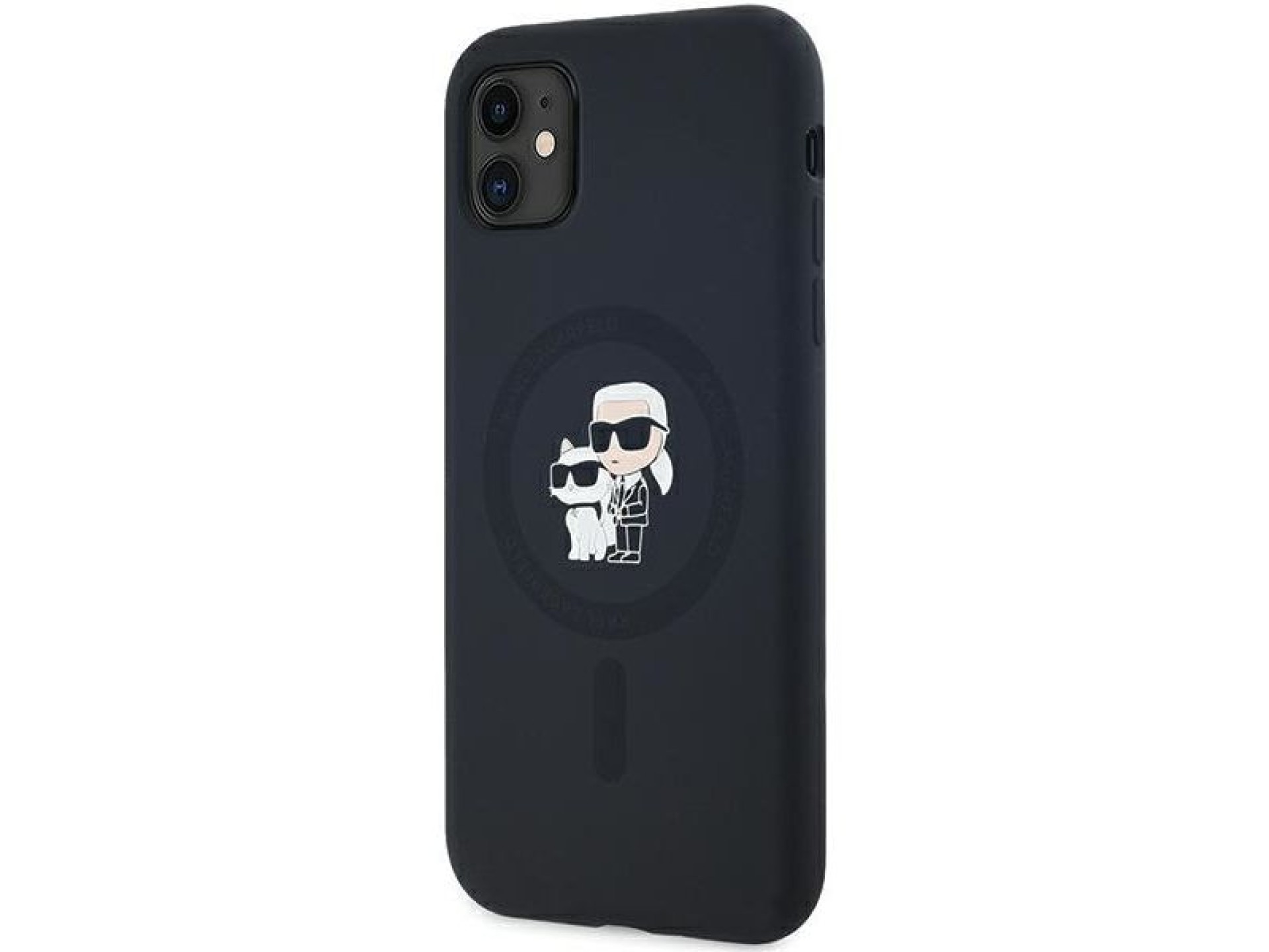 Funda de silicona Karl&Choupette MagSafe de Karl Lagerfeld para iPhone 11 / Xr - negra