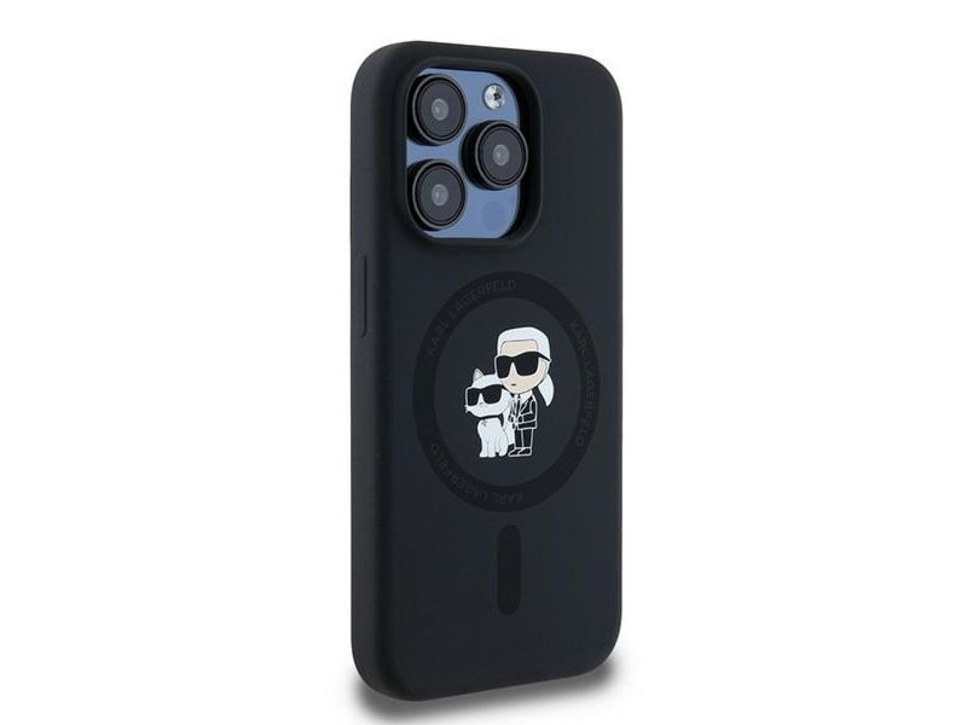 Karl Lagerfeld Silicone Karl&Choupette MagSafe case for iPhone 15 Pro - black